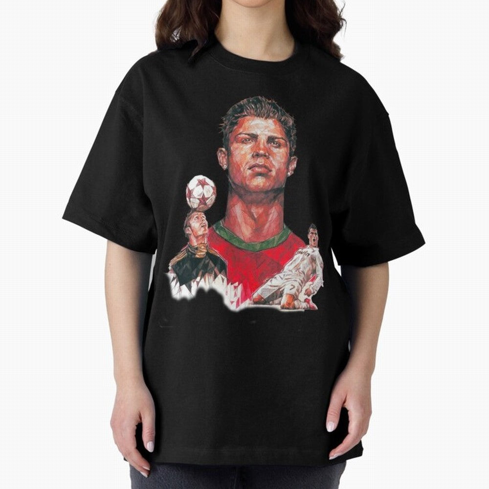 ronaldo Oversized T-Shirt Elevate Global Football Passion for FIFA World Cup 2026 Group Stage, Capturing Messi, CR7 and Mbappe, England, Championship Spirit, Famous Goals, Roaring Crowds and International Football Unity; Perfect for Fans,