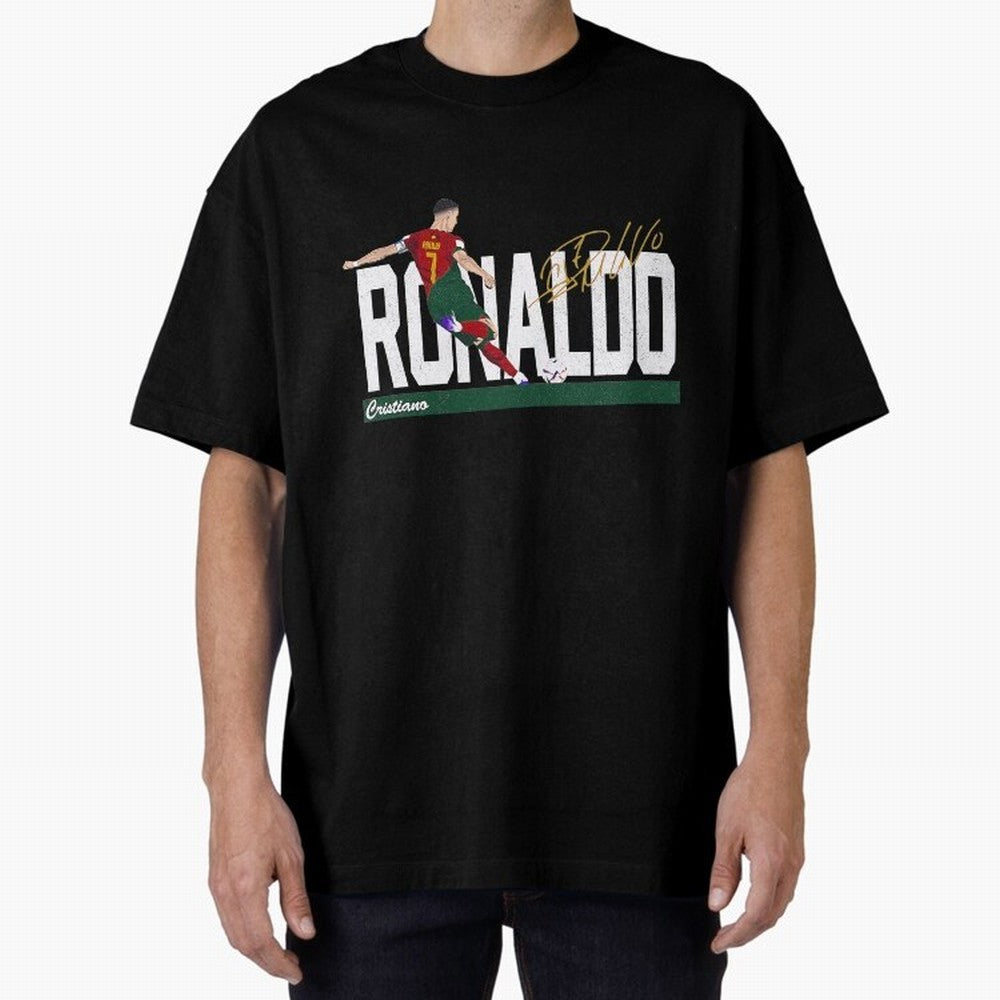 Cristiano Ronaldo Portugal Jersey -Last World Cup 2 Vintage Style Oversized T-Shirt Show Support during the FIFA World Cup 2026 USA Canada Mexico Journey through Neymar Highlights, England and Germany Pride, Match Day Excitement, Supporter Culture,