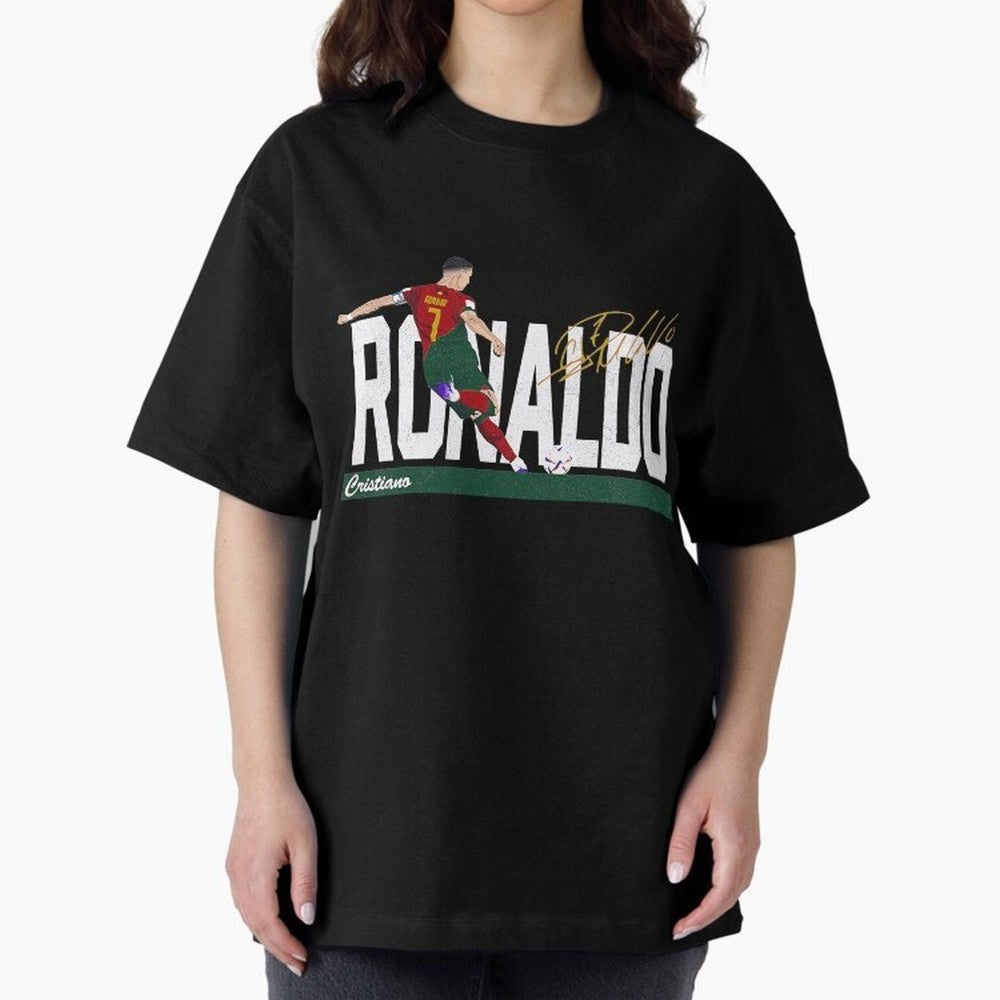 Cristiano Ronaldo Portugal Jersey -Last World Cup 2 Vintage Style Oversized T-Shirt Show Support during the FIFA World Cup 2026 USA Canada Mexico Journey through Neymar Highlights, England and Germany Pride, Match Day Excitement, Supporter Culture,