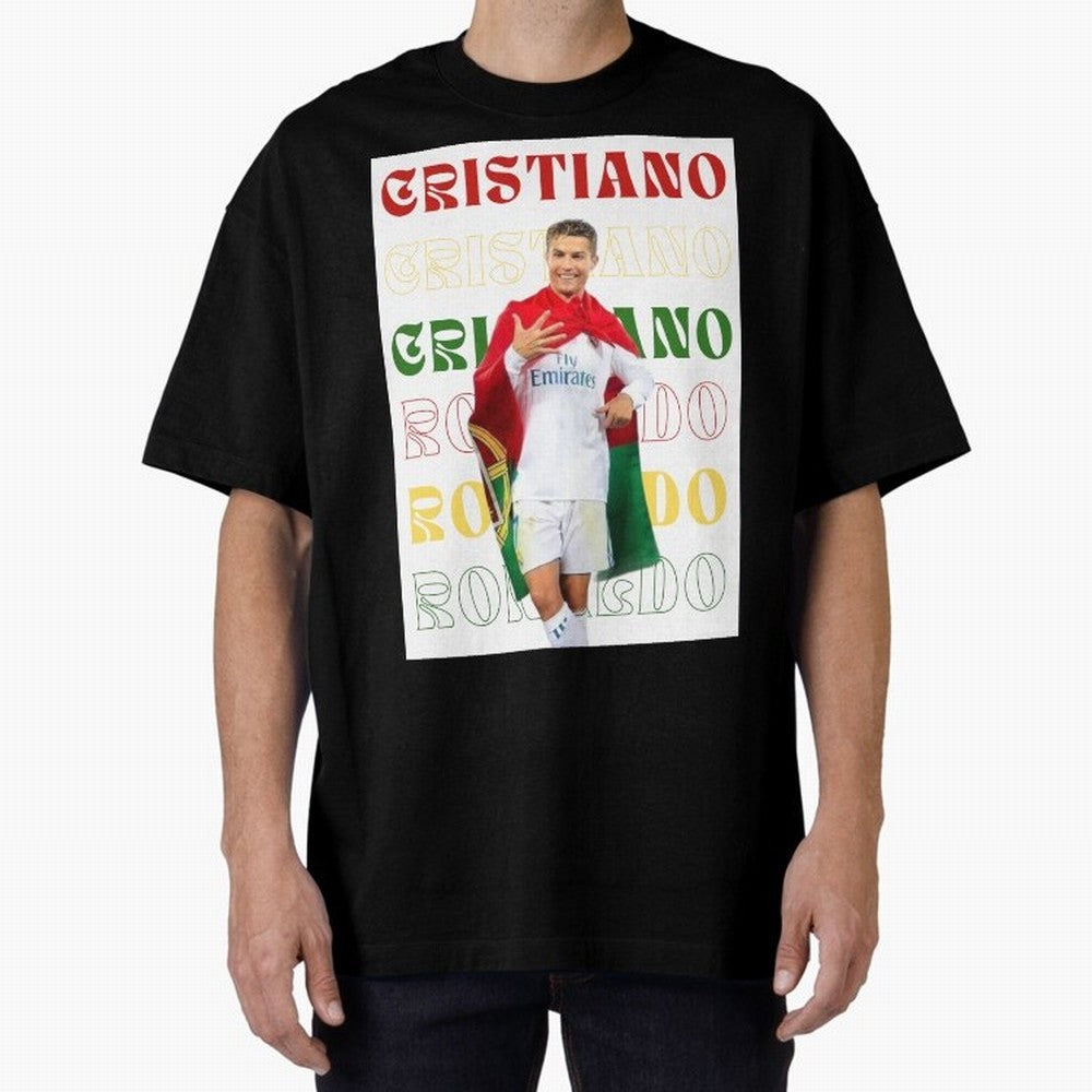 Cristiano Ronaldo designs Oversized T-Shirt Honor Football Greatness during FIFA World Cup 2026 Group Stage for Fans of Mbappe and England, Bringing Retro Football Energy, Iconic Rivalries, Trophy Chase Drama and Stadium Atmosphere; Made for