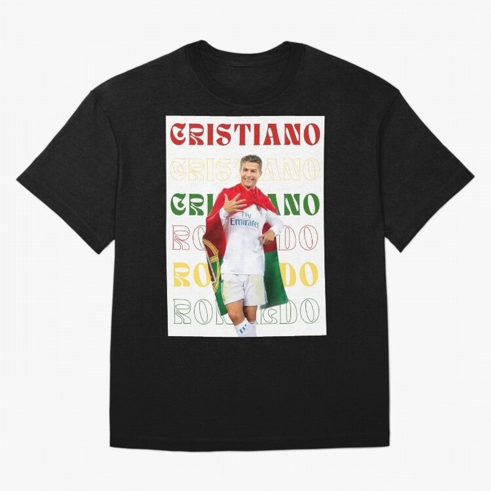 Cristiano Ronaldo designs Oversized T-Shirt Honor Football Greatness during FIFA World Cup 2026 Group Stage for Fans of Mbappe and England, Bringing Retro Football Energy, Iconic Rivalries, Trophy Chase Drama and Stadium Atmosphere; Made for