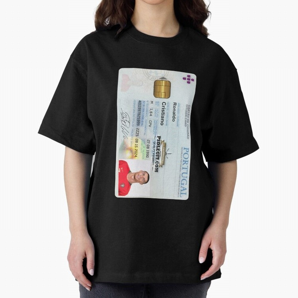 Cristiano Ronaldo CARD ID Oversized T-Shirt Celebrate Global Passion for FIFA World Cup 2026 Spirit, Made for Spain and Netherlands, Haaland, Classic Soccer Heritage, Championship Pressure, Fan Loyalty and International Pride; Great for Watch