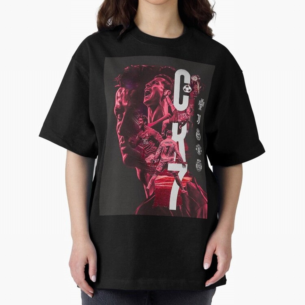 CR7 Oversized T-Shirt Keep the Match Day Mood of Match Day Hype around FIFA World Cup 2026 Group Stage, Mbappe, Portugal, Championship Spirit, Famous Goals, Roaring Crowds and International Football Unity; Perfect for Fans, Collectors, Family