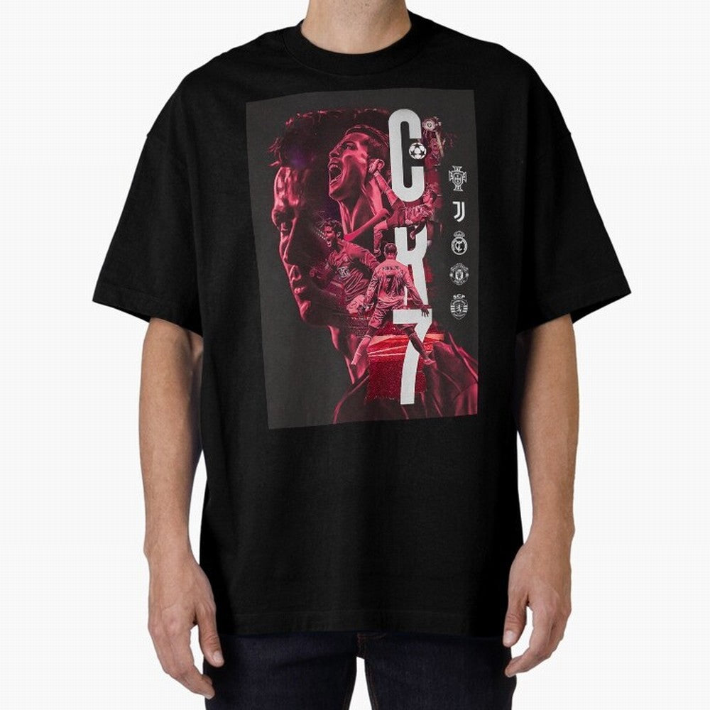 CR7 Oversized T-Shirt Keep the Match Day Mood of Match Day Hype around FIFA World Cup 2026 Group Stage, Mbappe, Portugal, Championship Spirit, Famous Goals, Roaring Crowds and International Football Unity; Perfect for Fans, Collectors, Family