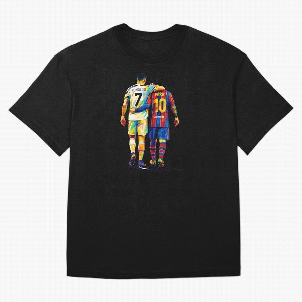 Cristiano Ronaldo And Messi Wpap Art Oversized T-Shirt Enjoy the Biggest Football Party of FIFA World Cup 2026 Celebrating Haaland and Mbappe, Portugal Energy, Football Festival Excitement, Trophy Ambitions, Country Rivalries and Star Player Buzz;