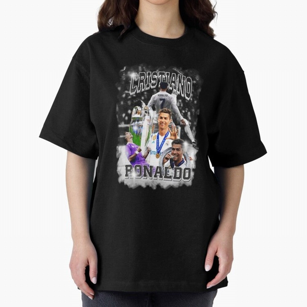 Cristiano Ronaldo Oversized T-Shirt Enjoy FIFA World Cup 2026 for Fans of Haaland and Mbappe and England, France and Netherlands, Bringing Goal Celebration Energy, Supporter Heritage, Football Icons and Worldwide Tournament Joy; Great for