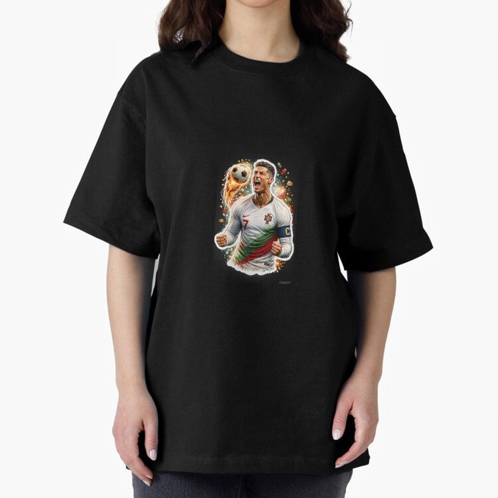 Ronaldo Winning Moment Oversized T-Shirt Relive FIFA World Cup 2026 Group Stage Spirit, Featuring Portugal, Spain and Germany, Neymar, Haaland and Cristiano Ronaldo, Football Festival Excitement, Trophy Ambitions, Country Rivalries and Star Player