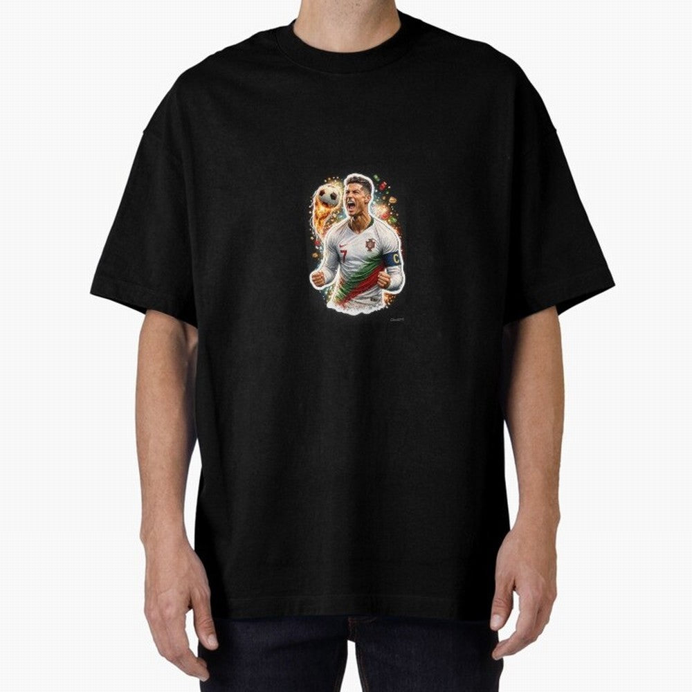 Ronaldo Winning Moment Oversized T-Shirt Relive FIFA World Cup 2026 Group Stage Spirit, Featuring Portugal, Spain and Germany, Neymar, Haaland and Cristiano Ronaldo, Football Festival Excitement, Trophy Ambitions, Country Rivalries and Star Player