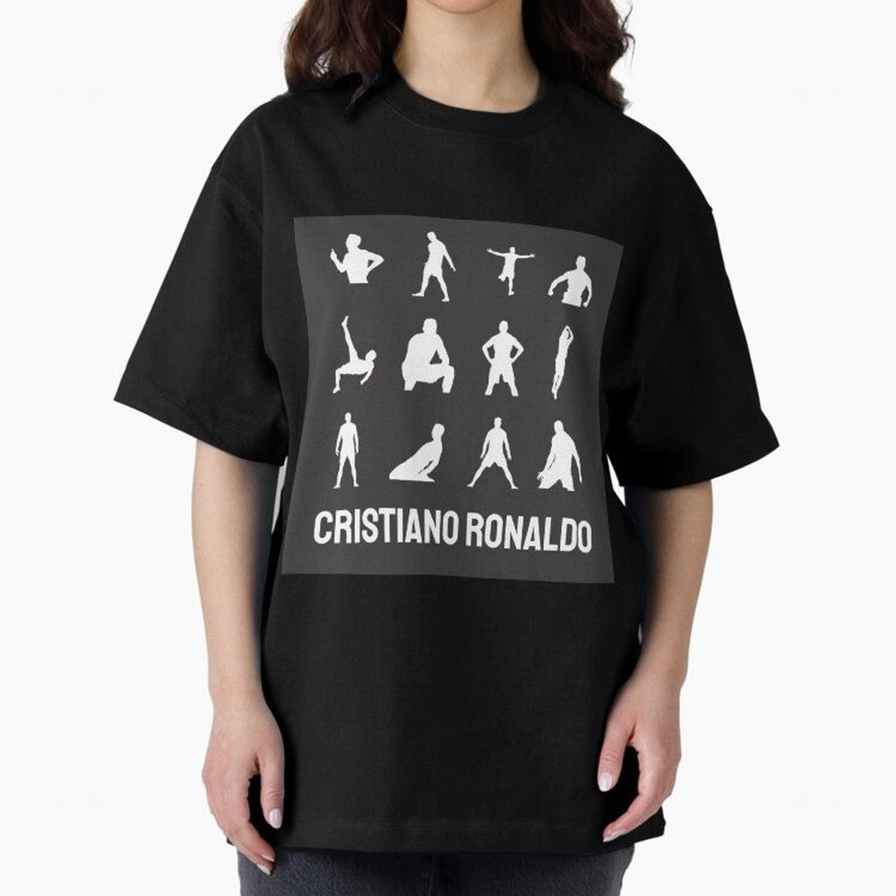 Cristiano Ronaldo Minimalism Silhouette Oversized T-Shirt Share the Excitement of FIFA World Cup 2026 for Fans of Messi, CR7 and Mbappe and Spain and Netherlands, Bringing Sports Nostalgia, International Competition, Famous Players and