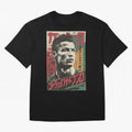 Cristiano Vintage Warned Japanese Poster Oversized T-Shirt Carry the Colors and Pride of Global Football Passion for FIFA World Cup 2026 Group Stage, Centered on Messi, CR7 and Mbappe, Argentina, Vintage Soccer Flavor, Modern Football Stars,