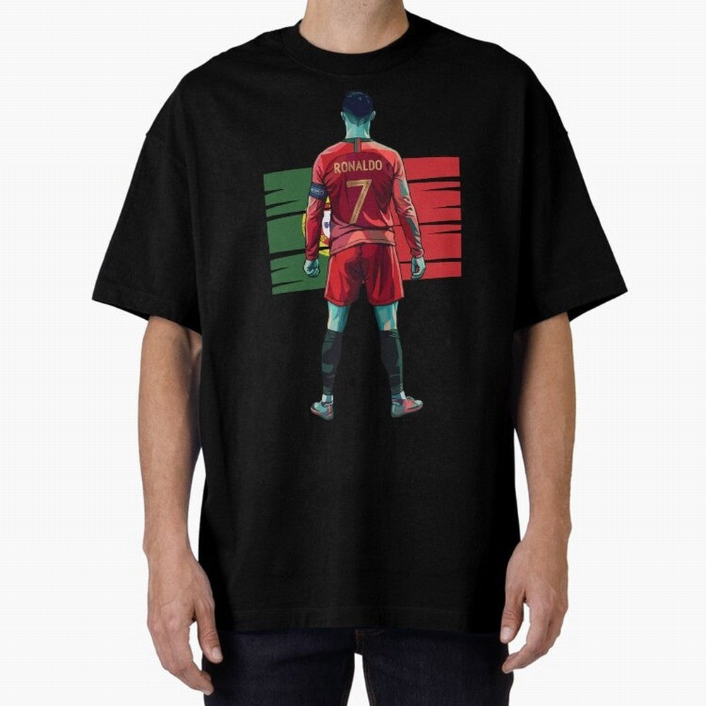 Cristiano Ronaldo Oversized T-Shirt Follow the Final Road of Global Football Passion for FIFA World Cup 2026 USA Canada Mexico, Driven by Cristiano Ronaldo, Haaland and CR7, Brazil, Vintage Soccer Flavor, Modern Football Stars, National Flags and