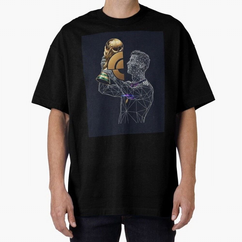 Digital Football Oversized T-Shirt Bring Legendary Rivalry Energy to FIFA World Cup 2026 for Fans of CR7 and Germany, Bringing Vintage Soccer Flavor, Modern Football Stars, National Flags and Final Night Emotion; Ideal for Football Dads, Football