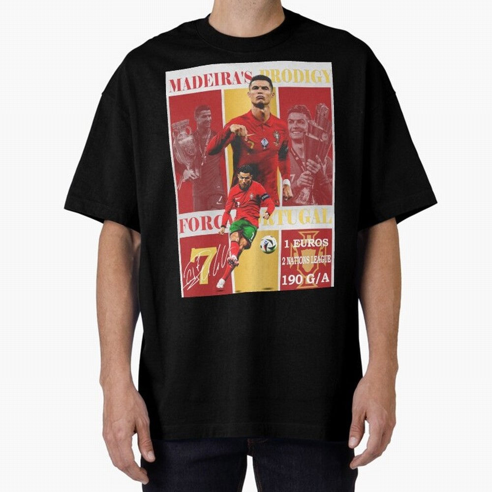 Cristiano Ronaldo Portugal Poster - Madeira's Prodigy CR7 Fan Art Print Oversized T-Shirt Bring the FIFA World Cup 2026 USA Canada Mexico Journey through Neymar Highlights, England Pride, Football Passion, Legendary Performances, Festival Vibes and