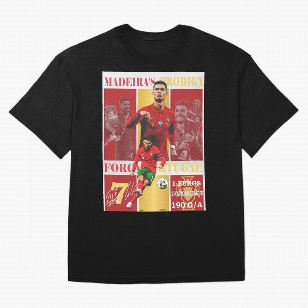 Cristiano Ronaldo Portugal Poster - Madeira's Prodigy CR7 Fan Art Print Oversized T-Shirt Bring the FIFA World Cup 2026 USA Canada Mexico Journey through Neymar Highlights, England Pride, Football Passion, Legendary Performances, Festival Vibes and