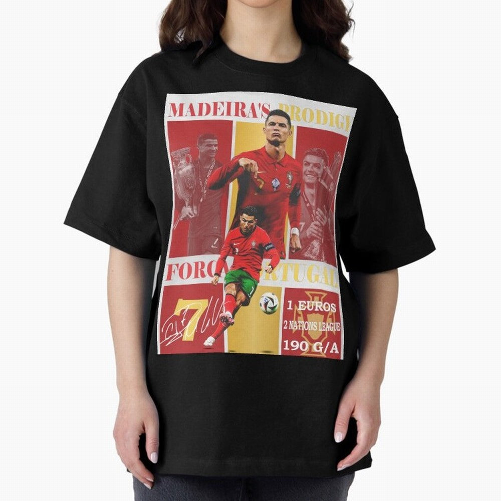 Cristiano Ronaldo Portugal Poster - Madeira's Prodigy CR7 Fan Art Print Oversized T-Shirt Bring the FIFA World Cup 2026 USA Canada Mexico Journey through Neymar Highlights, England Pride, Football Passion, Legendary Performances, Festival Vibes and
