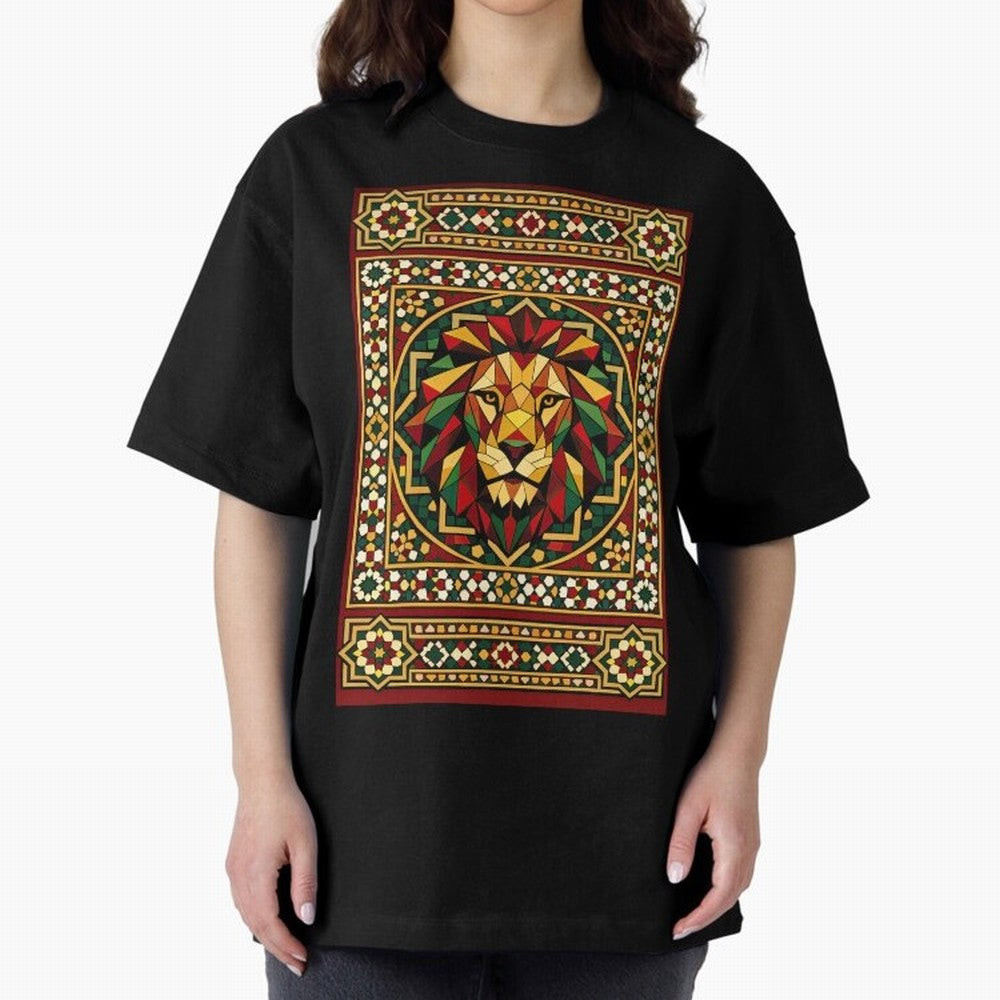Portuguese Geometric Lion Portrait Oversized T-Shirt Bring Trophy Dreams to FIFA World Cup 2026 Spirit, Capturing Netherlands, Messi, Neymar and Mbappe, Supporter Pride, Iconic Celebrations, Legendary Names and Global Match Day Energy; Perfect for