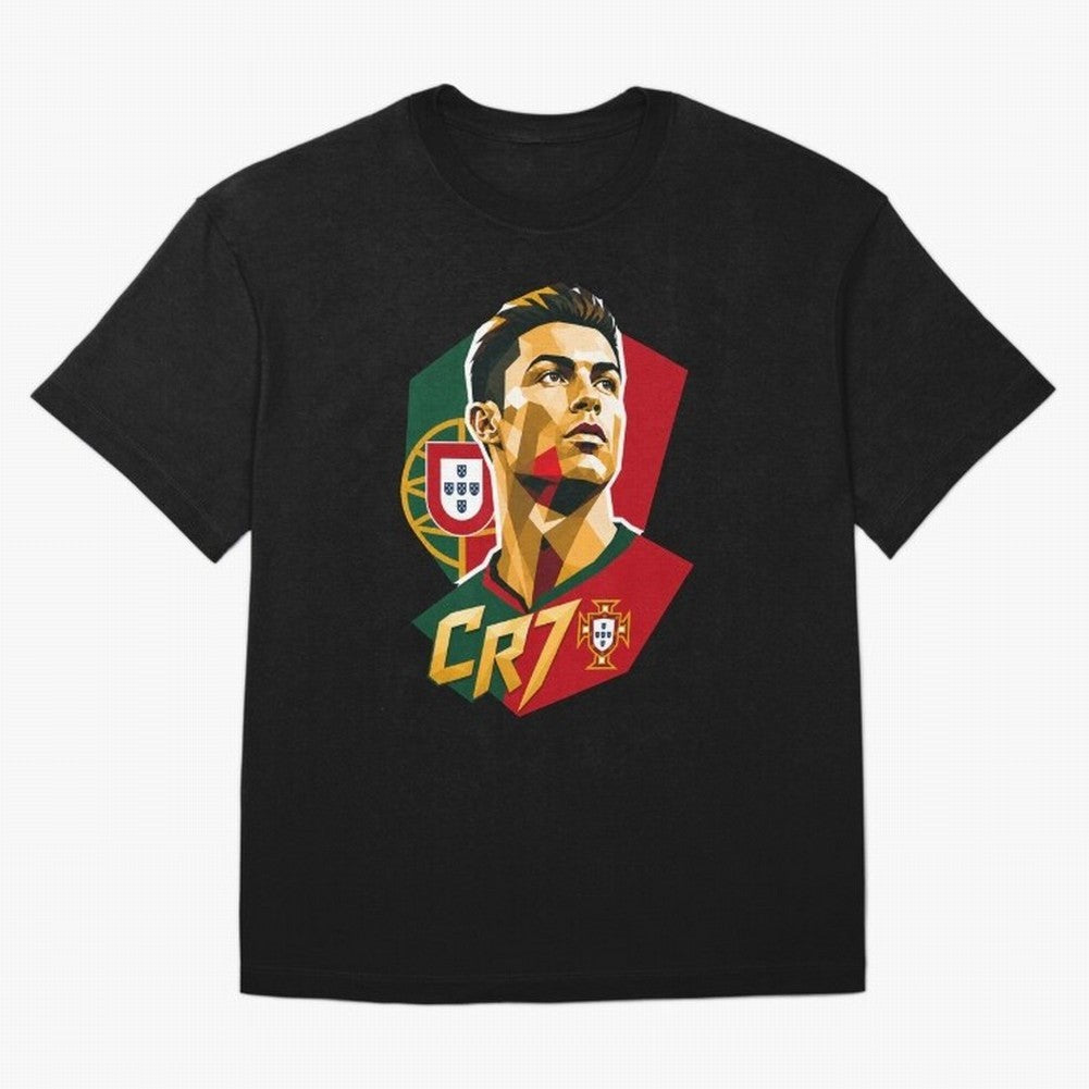 CR7 Art Print Oversized T-Shirt Celebrate Global Passion for Match Day Hype around FIFA World Cup 2026 Group Stage, Messi, CR7 and Mbappe, Germany, Classic Soccer Heritage, Championship Pressure, Fan Loyalty and International Pride; Perfect for