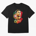CR7 Art Print Oversized T-Shirt Celebrate Global Passion for Match Day Hype around FIFA World Cup 2026 Group Stage, Messi, CR7 and Mbappe, Germany, Classic Soccer Heritage, Championship Pressure, Fan Loyalty and International Pride; Perfect for