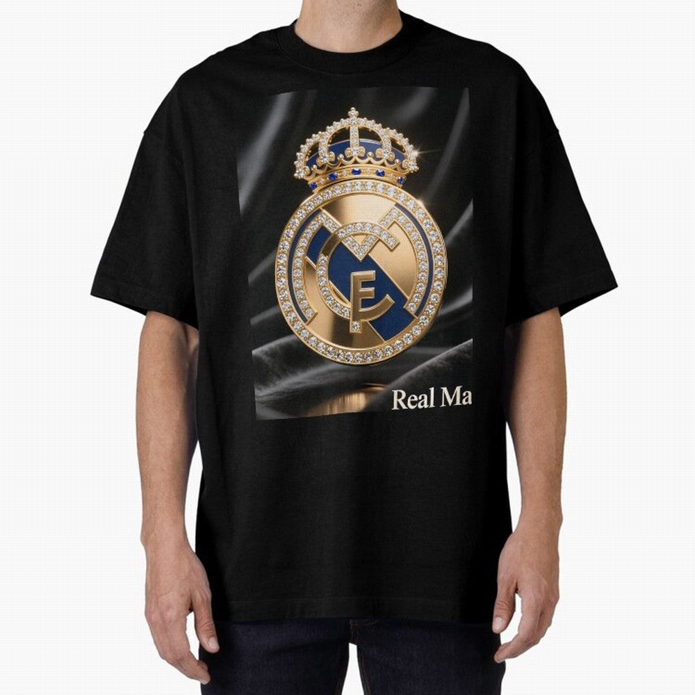 Gold Madrid Real Oversized T-Shirt Bring Bold Fan Energy to FIFA World Cup 2026 for Fans of Haaland and Mbappe and Spain, Bringing Classic Soccer Heritage, Championship Pressure, Fan Loyalty and International Pride; Perfect for People Who Love