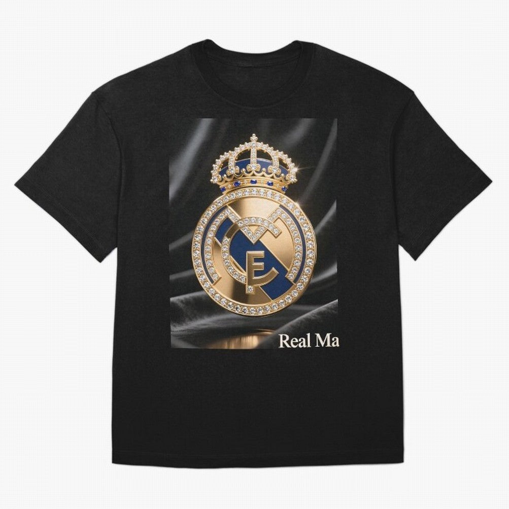 Gold Madrid Real Oversized T-Shirt Bring Bold Fan Energy to FIFA World Cup 2026 for Fans of Haaland and Mbappe and Spain, Bringing Classic Soccer Heritage, Championship Pressure, Fan Loyalty and International Pride; Perfect for People Who Love