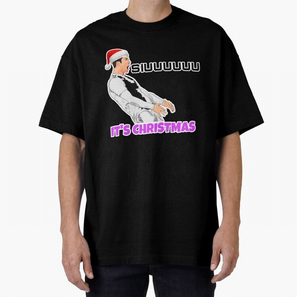 It¡¯s Christmas siuuu CR7 funny Oversized T-Shirt Bring Champion Energy into FIFA World Cup 2026 USA Canada Mexico Spirit, Featuring Argentina, CR7, Football Festival Excitement, Trophy Ambitions, Country Rivalries and Star Player Buzz; Created for