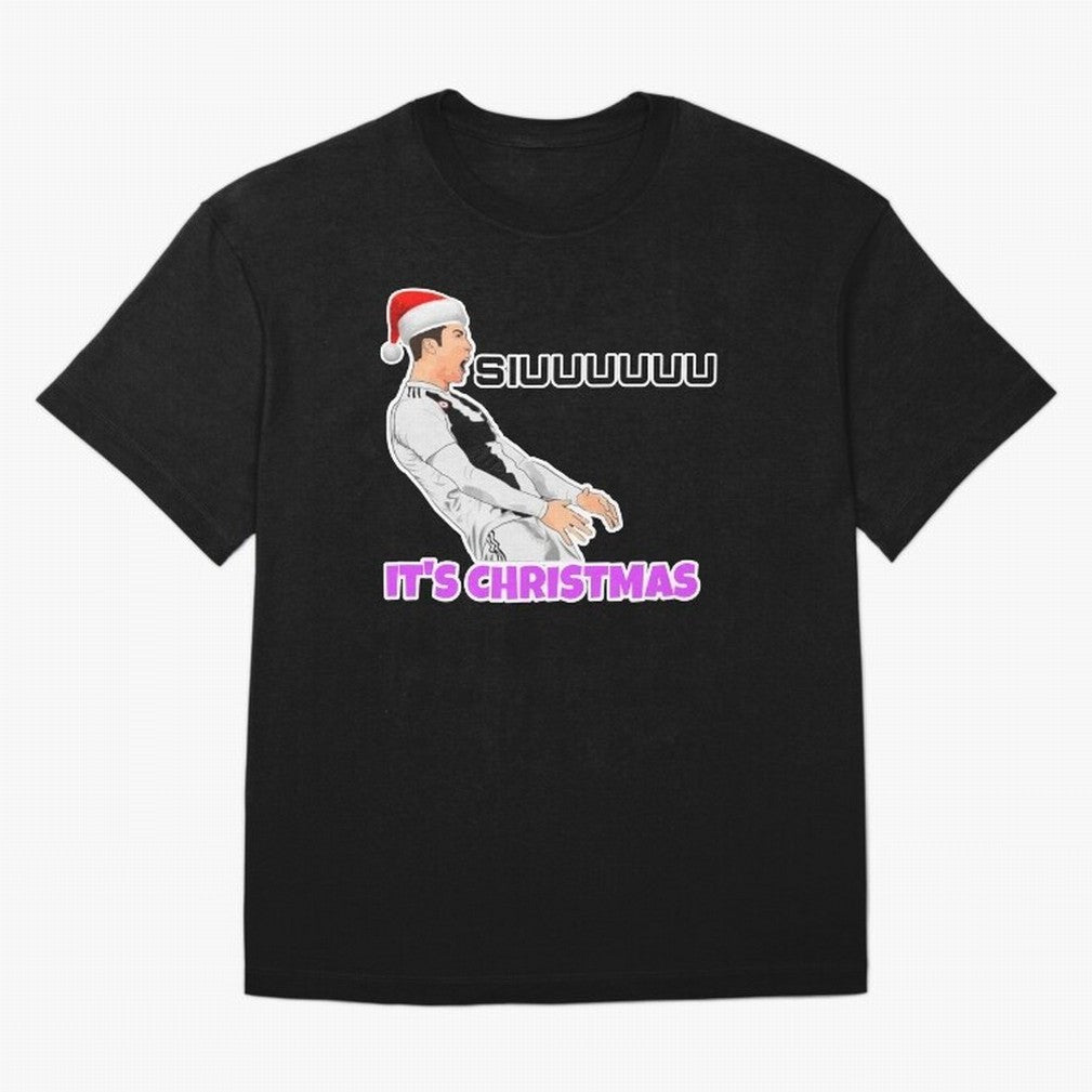 It¡¯s Christmas siuuu CR7 funny Oversized T-Shirt Bring Champion Energy into FIFA World Cup 2026 USA Canada Mexico Spirit, Featuring Argentina, CR7, Football Festival Excitement, Trophy Ambitions, Country Rivalries and Star Player Buzz; Created for