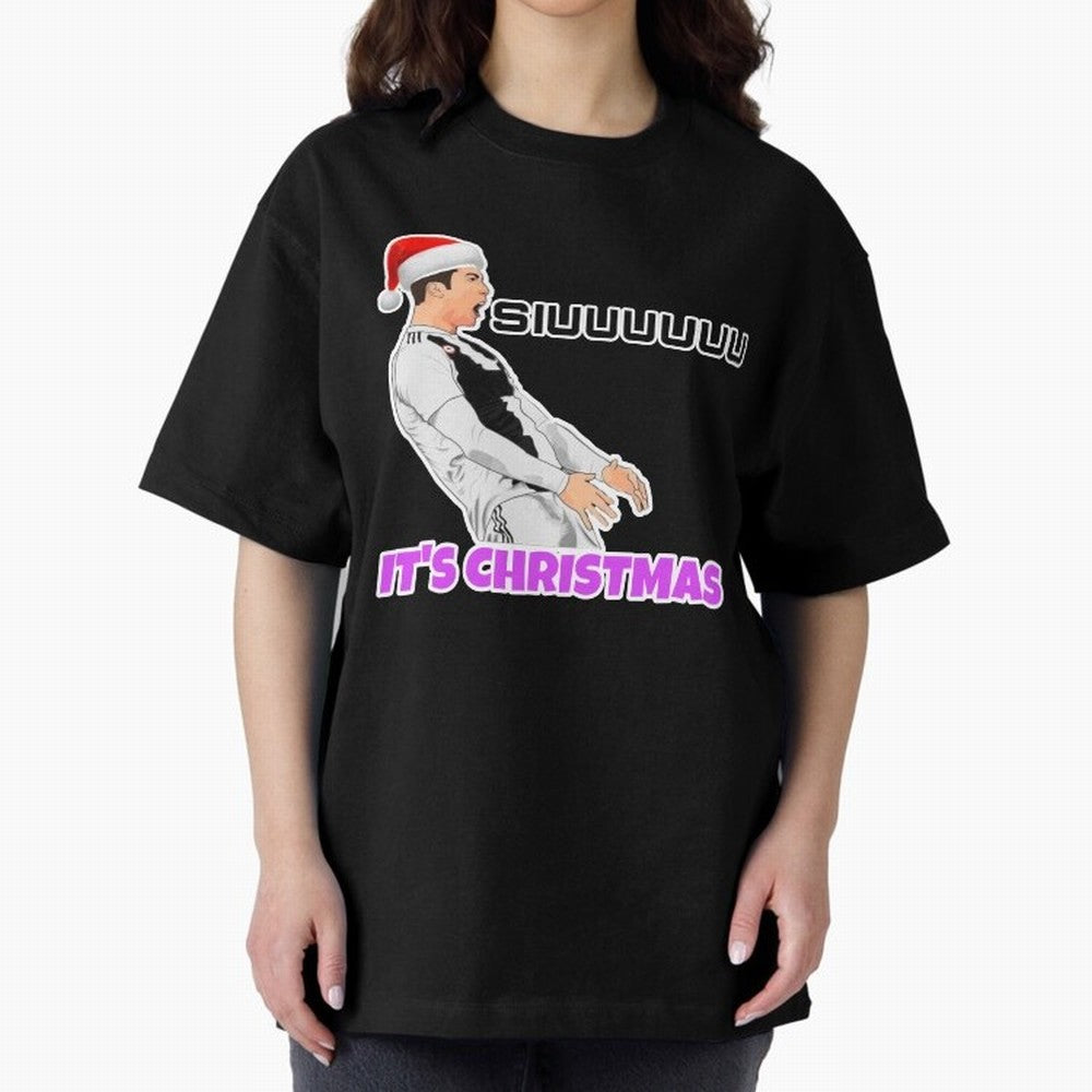 It¡¯s Christmas siuuu CR7 funny Oversized T-Shirt Bring Champion Energy into FIFA World Cup 2026 USA Canada Mexico Spirit, Featuring Argentina, CR7, Football Festival Excitement, Trophy Ambitions, Country Rivalries and Star Player Buzz; Created for