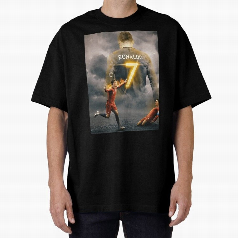 Aesthetic Ronaldo Poster Oversized T-Shirt Showcase FIFA World Cup 2026 USA Canada Mexico Spirit, Centered on Germany, Mbappe and Neymar, Vintage Soccer Flavor, Modern Football Stars, National Flags and Final Night Emotion; Ideal for Fans Who