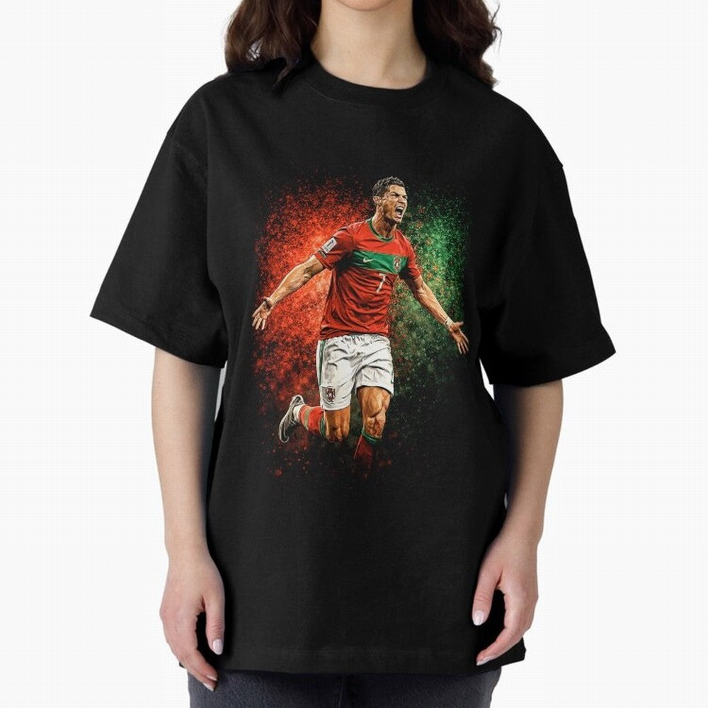 Cristiano Ronaldo Football Legend Oversized T-Shirt Represent Football Lovers during FIFA World Cup 2026 Group Stage Spirit, Capturing France, Mbappe, Soccer Culture, Superstar Moments, National Team Dreams and Competitive Fire; Great for