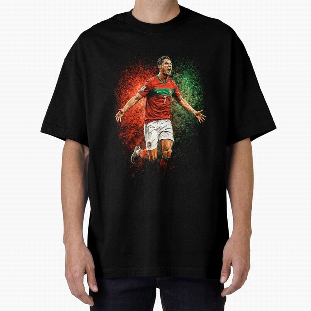 Cristiano Ronaldo Football Legend Oversized T-Shirt Represent Football Lovers during FIFA World Cup 2026 Group Stage Spirit, Capturing France, Mbappe, Soccer Culture, Superstar Moments, National Team Dreams and Competitive Fire; Great for