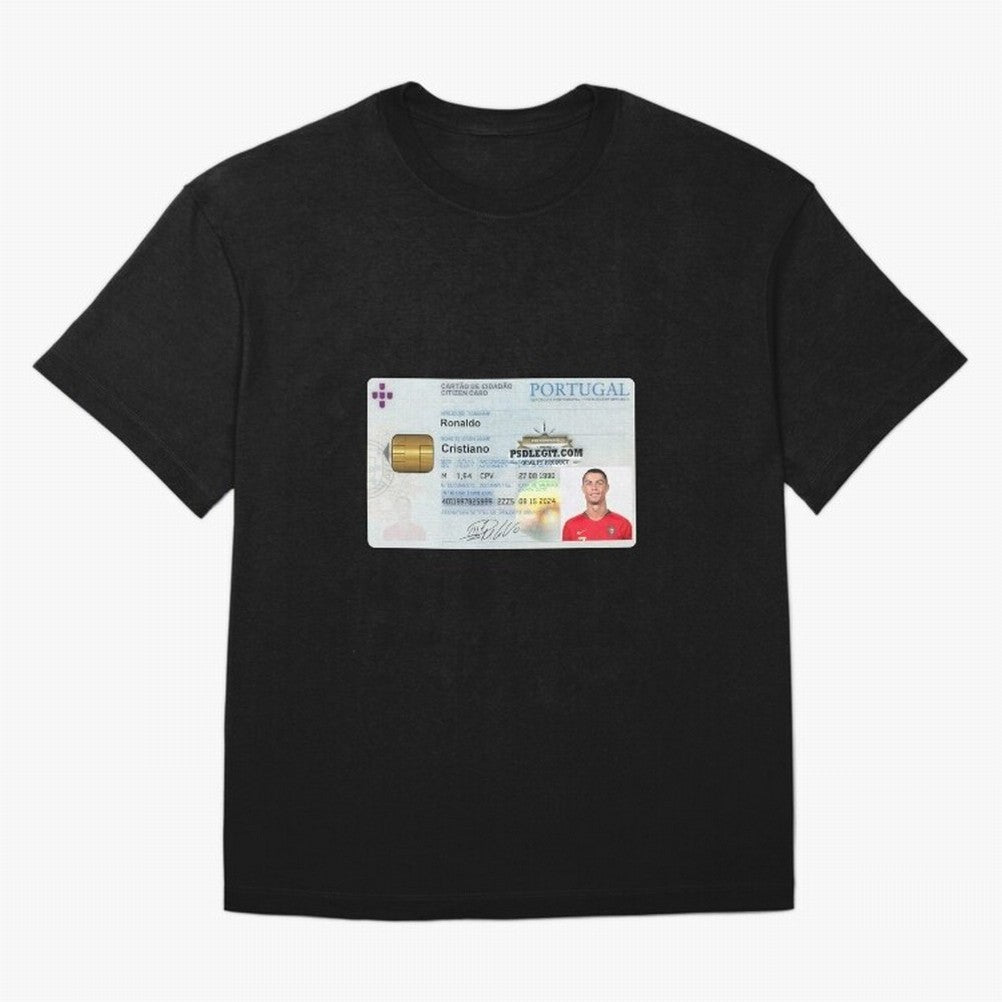 Cristiano Ronaldo CARD ID Oversized T-Shirt Honor Football Greatness during FIFA World Cup 2026 Spirit, Made for France, Mbappe, Goal Celebration Energy, Supporter Heritage, Football Icons and Worldwide Tournament Joy; Ideal for Fans Who Follow