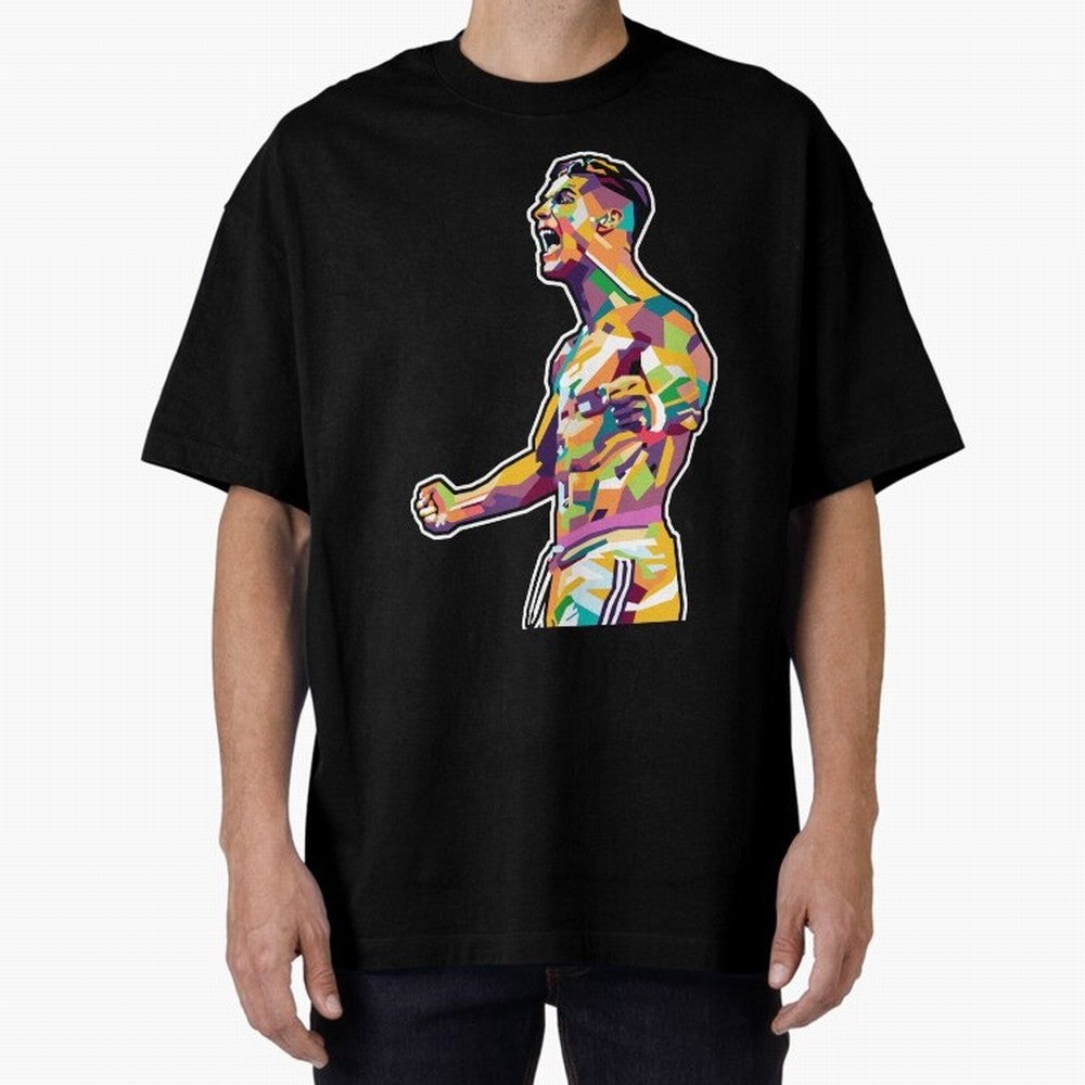 Cr7 Pop Art Oversized T-Shirt Feel the Roar of FIFA World Cup 2026 Spirit, Centered on France, Neymar, Vintage Soccer Flavor, Modern Football Stars, National Flags and Final Night Emotion; Ideal for Football Dads, Football Moms, Friends, Collectors