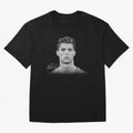 Cristiano Ronaldo T-Shirt Big Face Young Ronaldo - Black and White Oversized T-Shirt Experience the Global Stage of Match Day Hype around FIFA World Cup 2026 Group Stage, Messi and Cristiano Ronaldo, Portugal, Spain and Germany, Fan Favorite