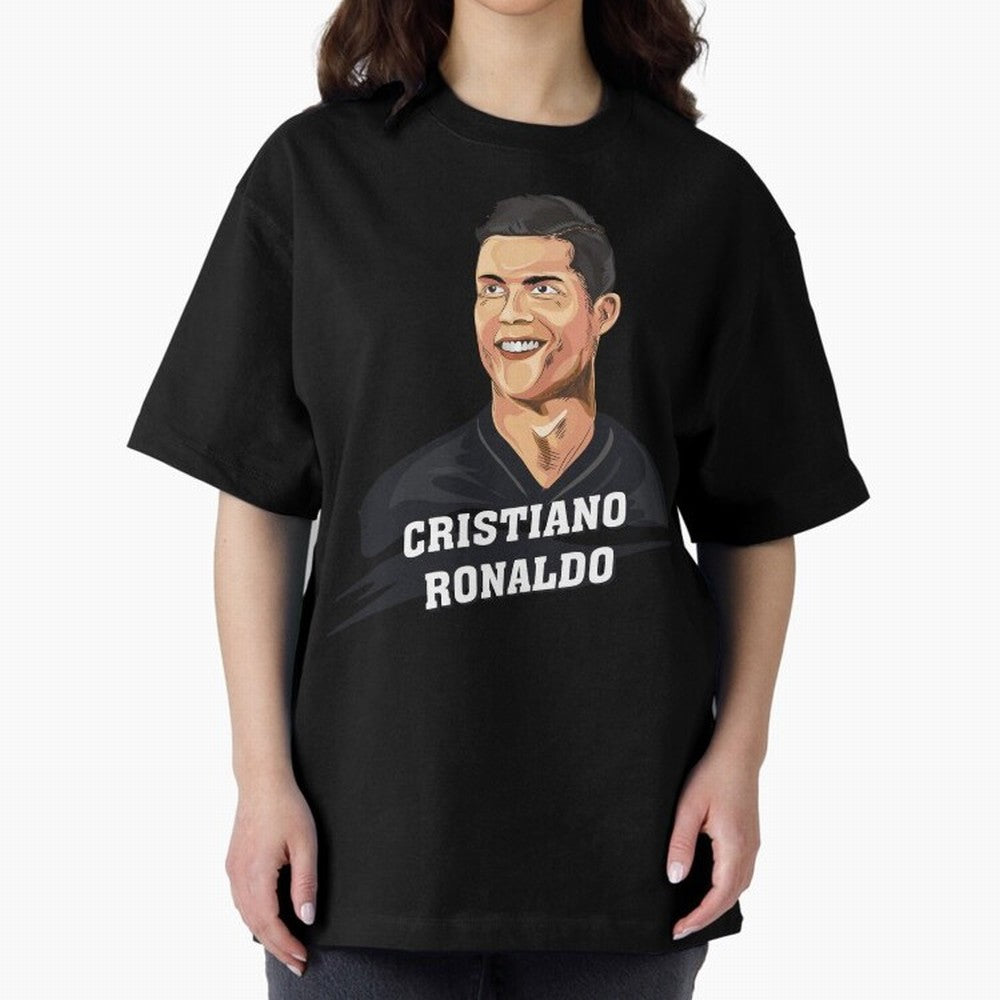 Cristiano Ronaldo Portrait Oversized T-Shirt Bring Trophy Dreams to the FIFA World Cup 2026 Journey through Neymar Highlights, Brazil Pride, Classic Soccer Heritage, Championship Pressure, Fan Loyalty and International Pride; Great for Watch
