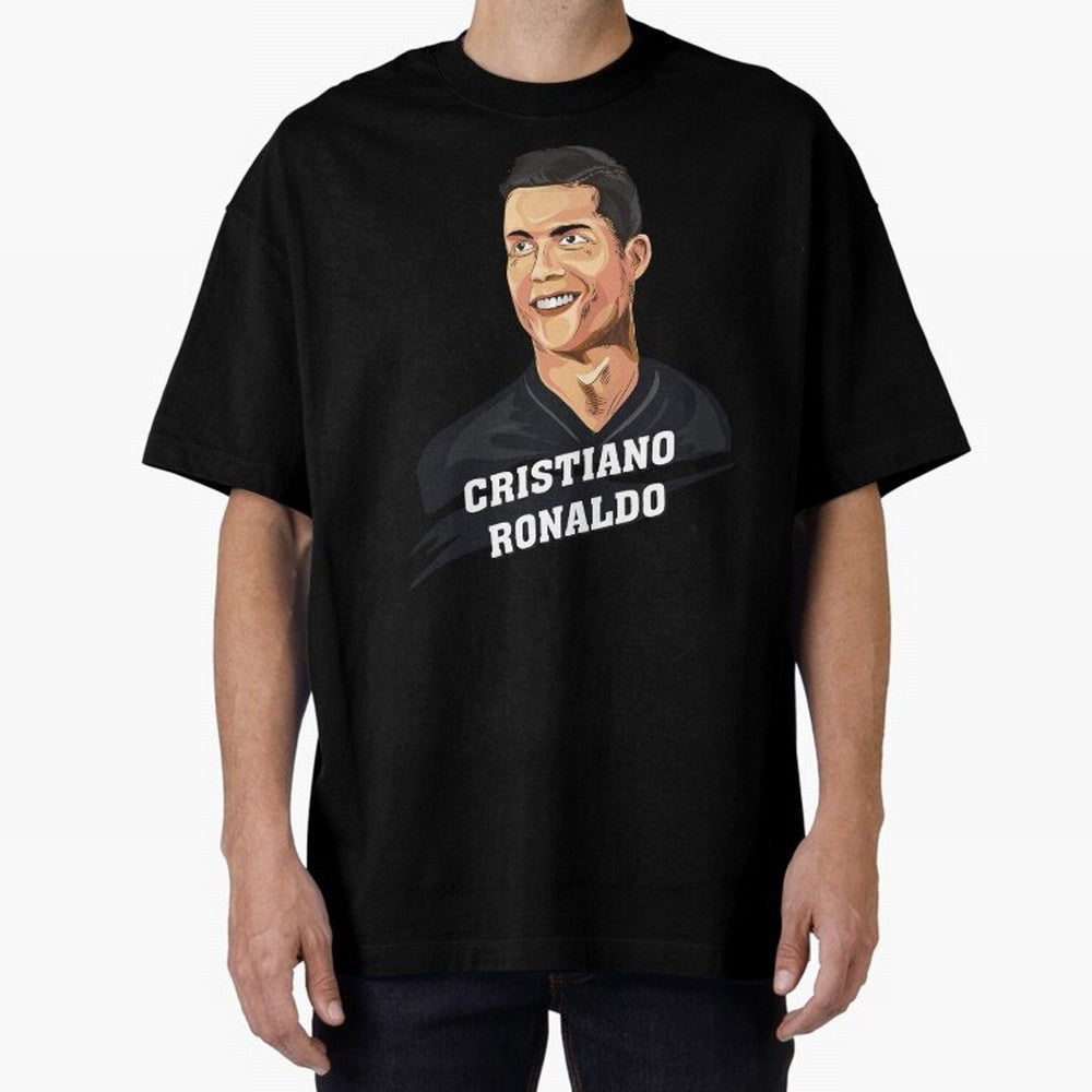 Cristiano Ronaldo Portrait Oversized T-Shirt Bring Trophy Dreams to the FIFA World Cup 2026 Journey through Neymar Highlights, Brazil Pride, Classic Soccer Heritage, Championship Pressure, Fan Loyalty and International Pride; Great for Watch