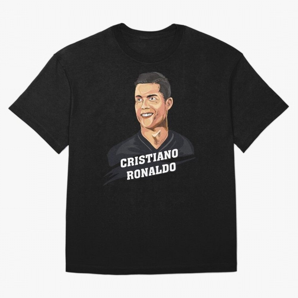 Cristiano Ronaldo Portrait Oversized T-Shirt Bring Trophy Dreams to the FIFA World Cup 2026 Journey through Neymar Highlights, Brazil Pride, Classic Soccer Heritage, Championship Pressure, Fan Loyalty and International Pride; Great for Watch