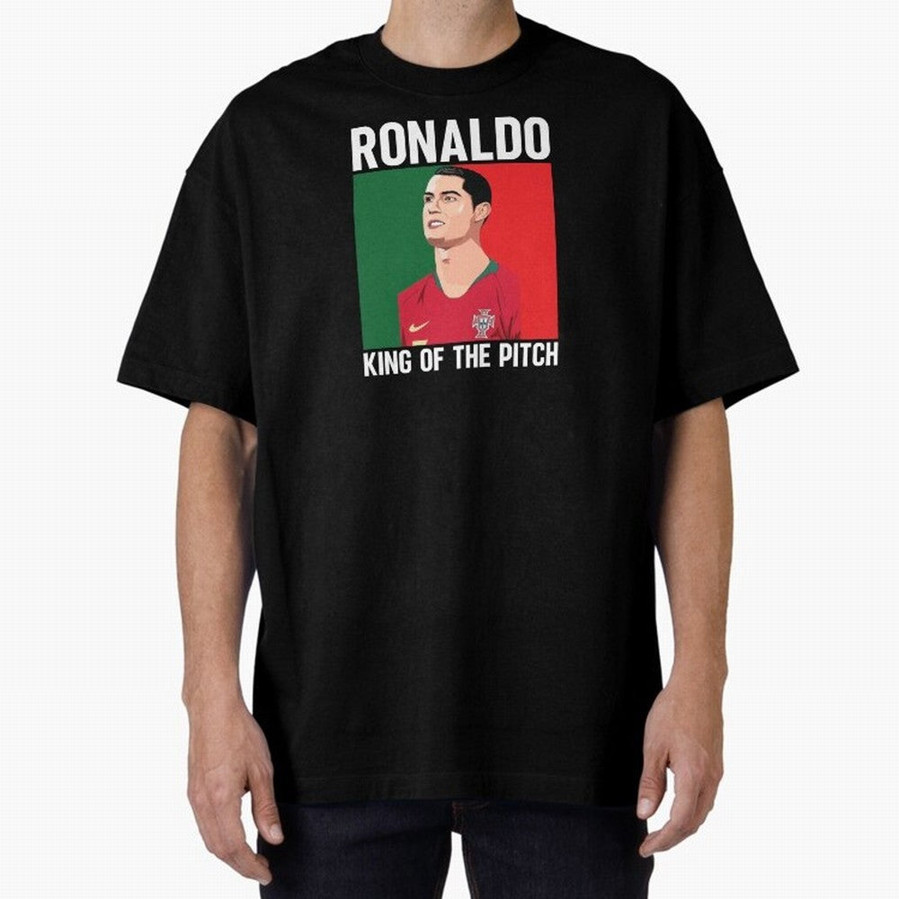 Ronaldo: King Of The Pitch Oversized T-Shirt Join Supporters Worldwide for the FIFA World Cup 2026 Journey through Haaland and Mbappe Highlights, Brazil, Portugal and Argentina Pride, Football Festival Excitement, Trophy Ambitions, Country