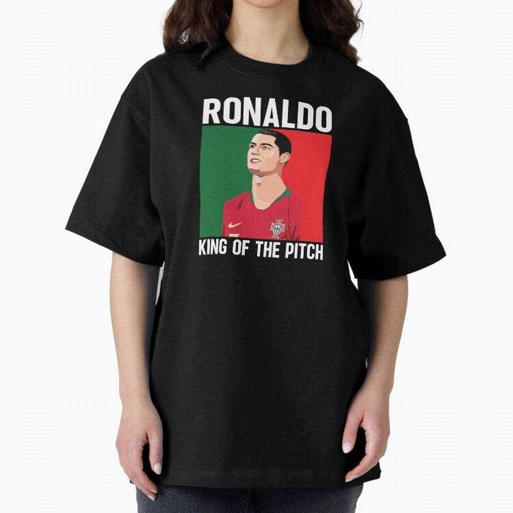 Ronaldo: King Of The Pitch Oversized T-Shirt Join Supporters Worldwide for the FIFA World Cup 2026 Journey through Haaland and Mbappe Highlights, Brazil, Portugal and Argentina Pride, Football Festival Excitement, Trophy Ambitions, Country
