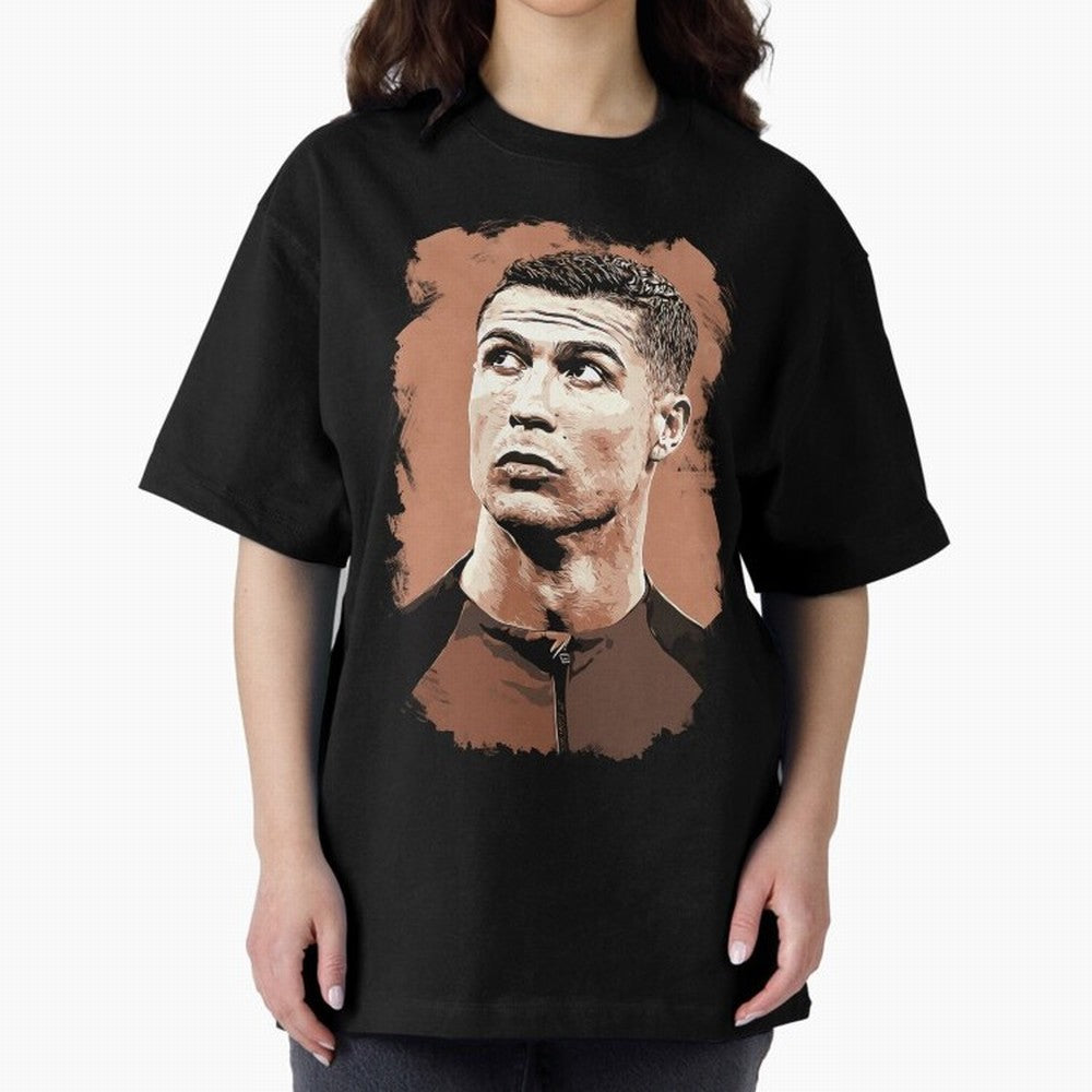 Cristiano Ronaldo Vexel Painting Oversized T-Shirt Showcase FIFA World Cup 2026 Spirit, with England, France and Netherlands, Cristiano Ronaldo, Football Festival Excitement, Trophy Ambitions, Country Rivalries and Star Player Buzz; Ideal for