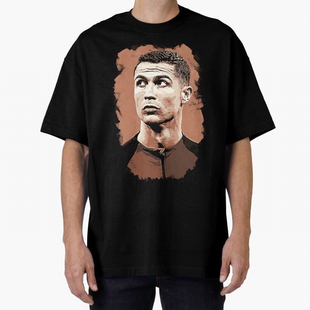 Cristiano Ronaldo Vexel Painting Oversized T-Shirt Showcase FIFA World Cup 2026 Spirit, with England, France and Netherlands, Cristiano Ronaldo, Football Festival Excitement, Trophy Ambitions, Country Rivalries and Star Player Buzz; Ideal for