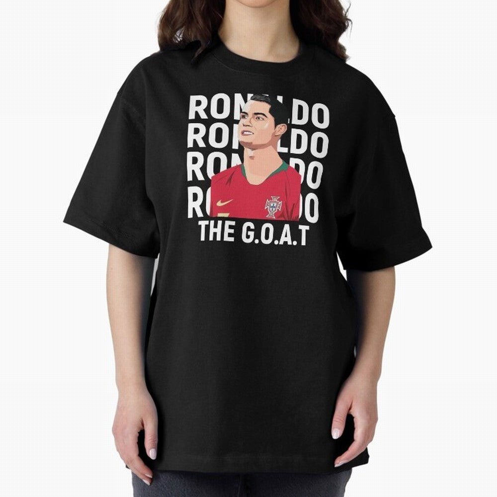 Ronaldo The Goat Oversized T-Shirt Support FIFA World Cup 2026 Group Stage Celebrating Messi and Cristiano Ronaldo, England and Germany Energy, Sports Nostalgia, International Competition, Famous Players and Unforgettable Victories; Perfect for
