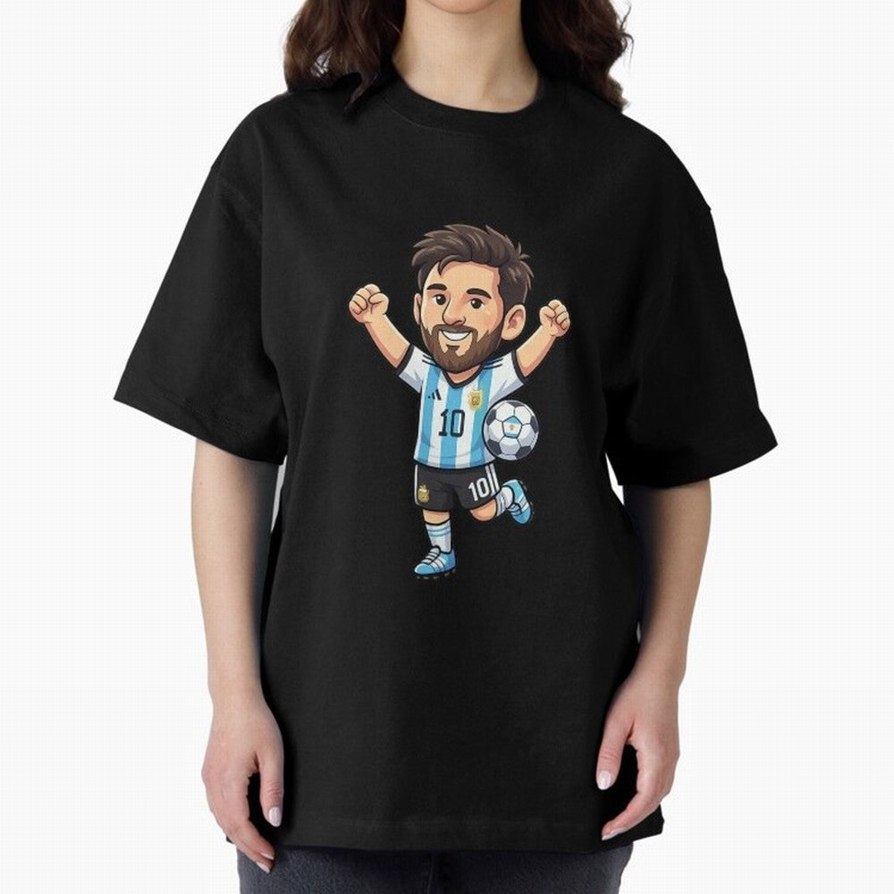 Cute Football Champion Cartoon Design Oversized T-Shirt Discover FIFA World Cup 2026 USA Canada Mexico for Fans of Haaland and Mbappe and Argentina, Bringing Stadium Memories, Football Loyalty, International Chants and Championship Tradition;