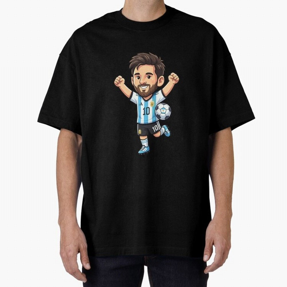 Cute Football Champion Cartoon Design Oversized T-Shirt Discover FIFA World Cup 2026 USA Canada Mexico for Fans of Haaland and Mbappe and Argentina, Bringing Stadium Memories, Football Loyalty, International Chants and Championship Tradition;
