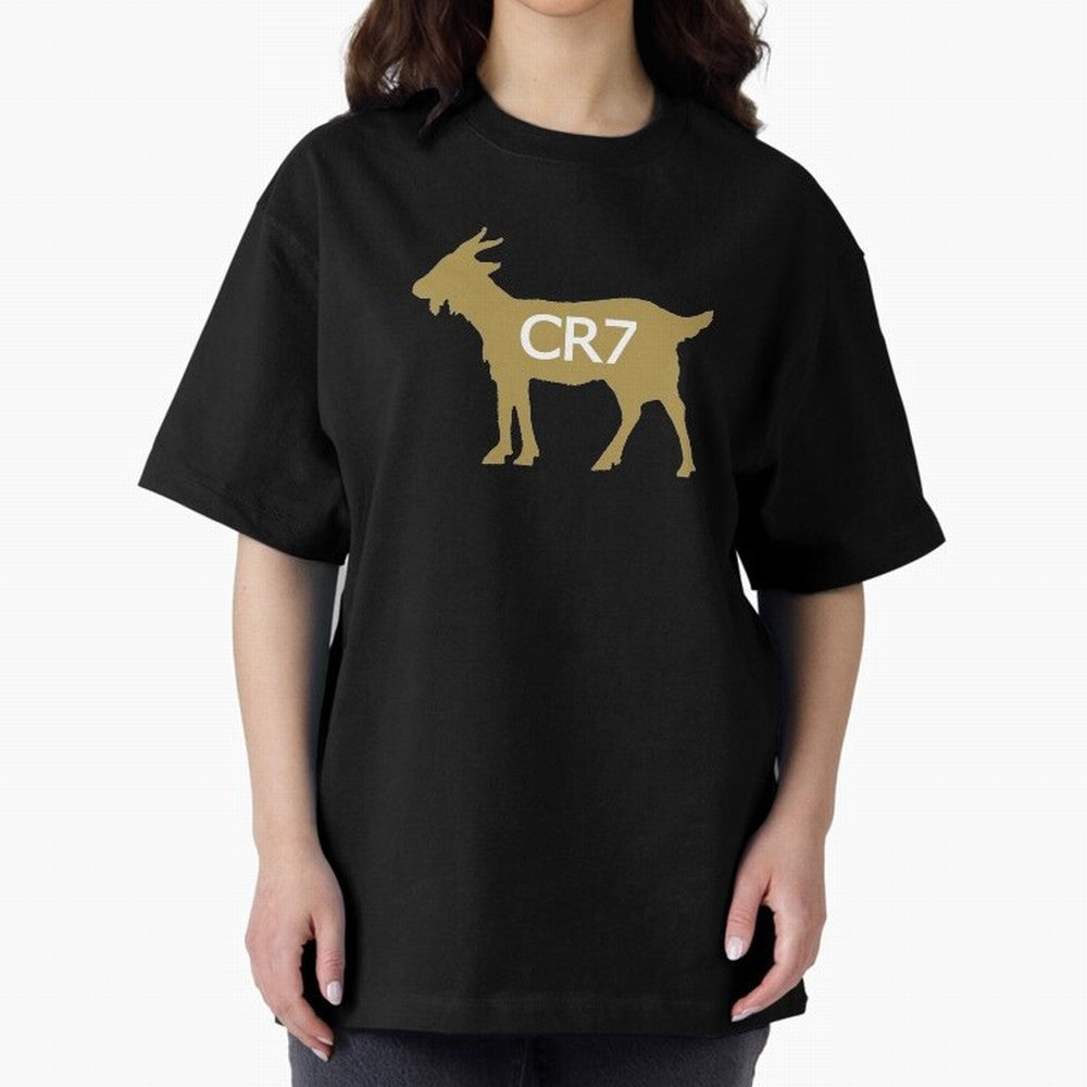 CR7 GOAT Gold B Oversized T-Shirt Fuel FIFA World Cup 2026 Group Stage Driven by CR7, France and Portugal Energy, Worldwide Fan Energy, Dramatic Goals, Stadium Lights and Championship Celebrations; Ideal for Fans Who Follow Messi, Cristiano