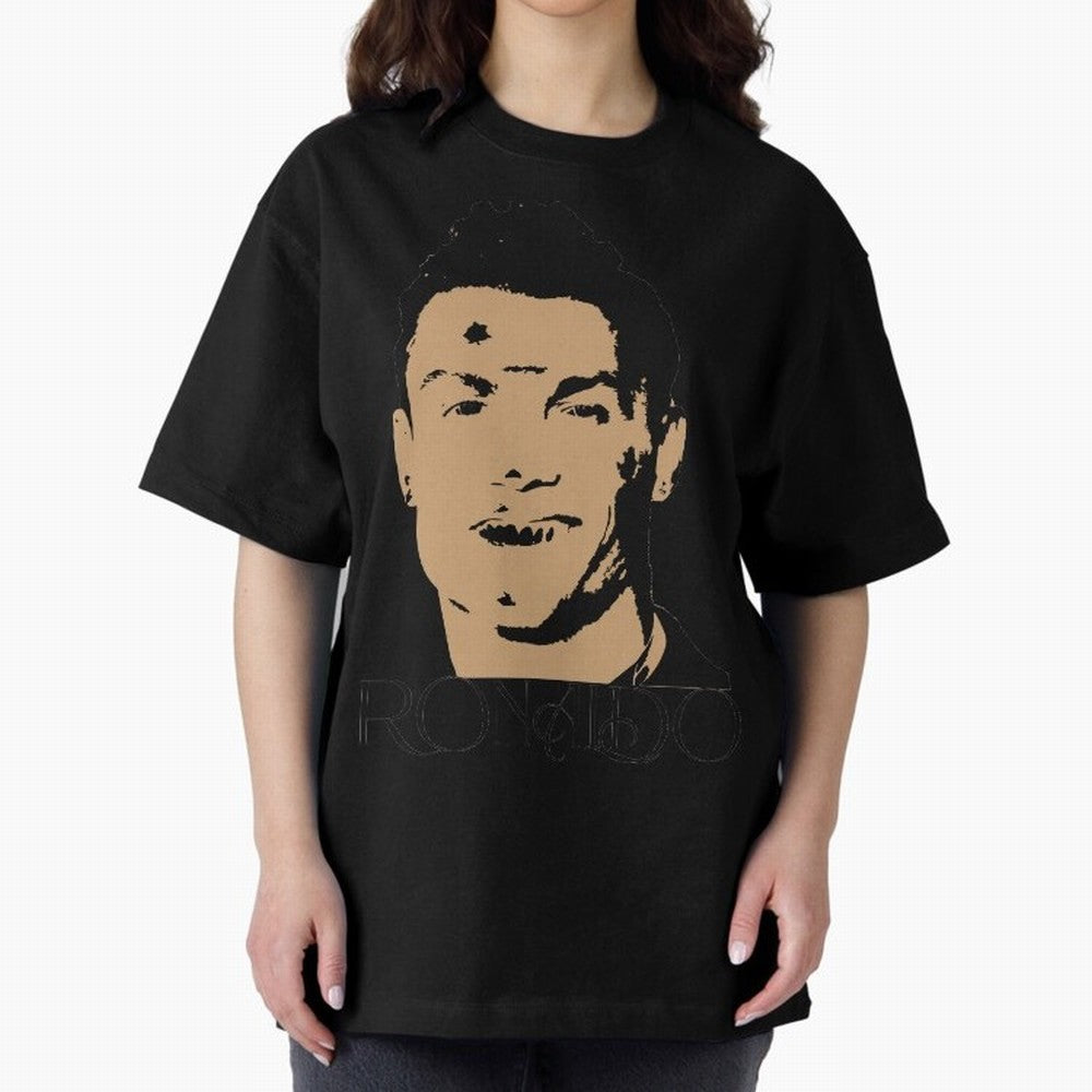 Portugal Football Captain Cristiano Ronaldo Vector Illustration Oversized T-Shirt Capture FIFA World Cup 2026 Group Stage Spirit, Celebrating Netherlands, Messi, Sports Nostalgia, International Competition, Famous Players and Unforgettable