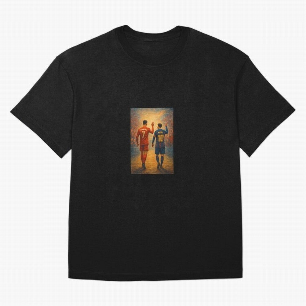 Cristiano Ronaldo and Messi Art Sticker Oversized T-Shirt Make Game Day About FIFA World Cup 2026 with Cristiano Ronaldo, Argentina, France and Brazil Energy, Supporter Pride, Iconic Celebrations, Legendary Names and Global Match Day Energy; Great