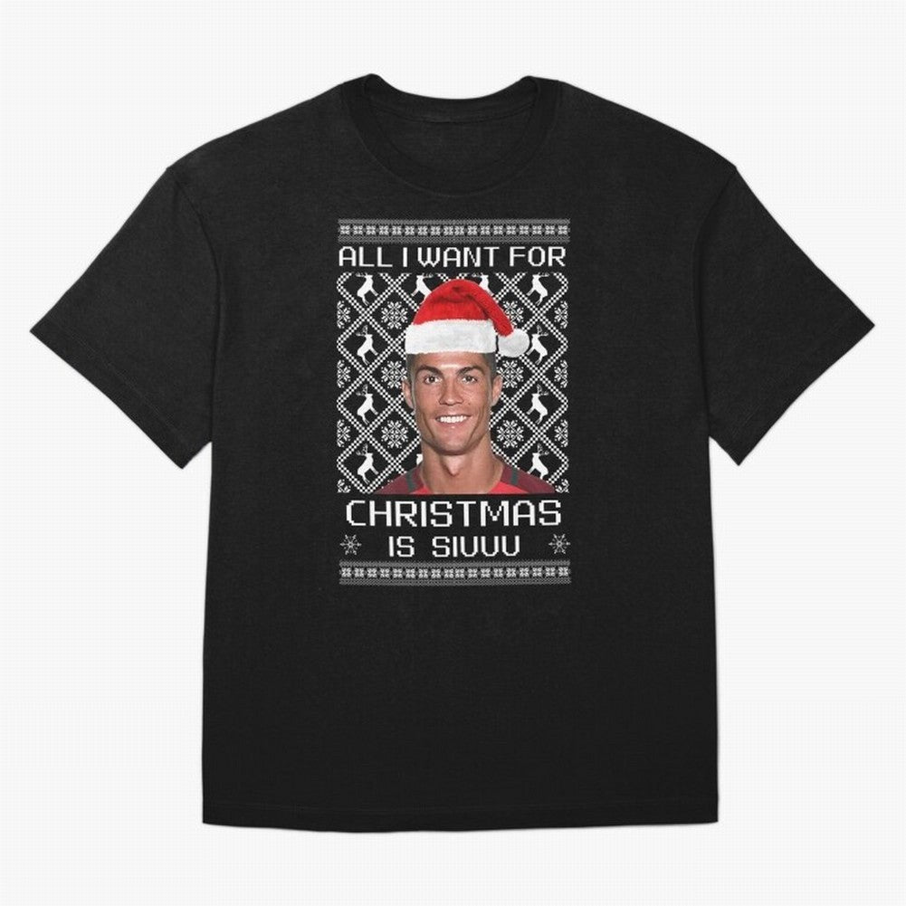 Cristiano Ronaldo Siuuu Christmas Oversized T-Shirt Experience FIFA World Cup 2026 USA Canada Mexico with Cristiano Ronaldo, France and Portugal Energy, Sports Nostalgia, International Competition, Famous Players and Unforgettable Victories; Ideal