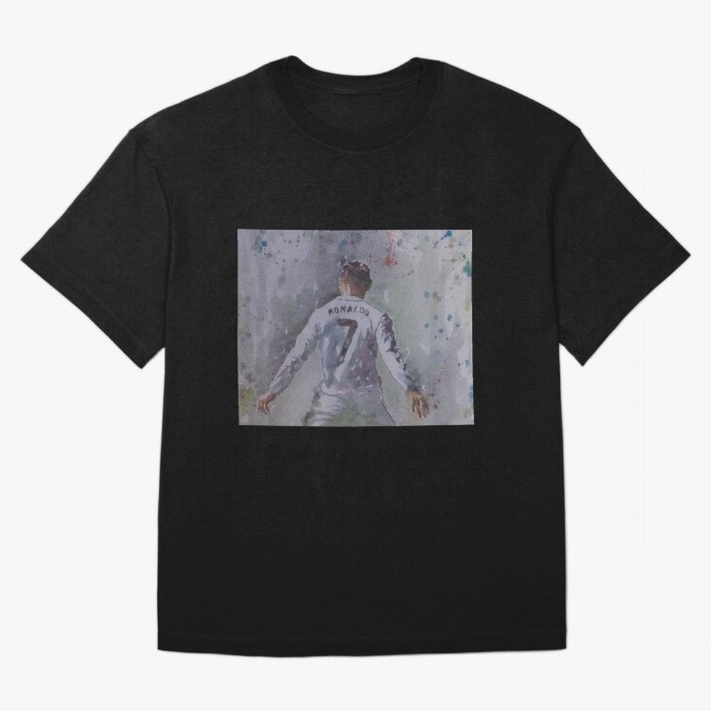 Cristiano Ronaldo - Portrait 2 Oversized T-Shirt Live for the Drama of FIFA World Cup 2026 Centered on Haaland, Brazil, Portugal and Argentina Energy, Vintage Soccer Flavor, Modern Football Stars, National Flags and Final Night Emotion; Ideal for
