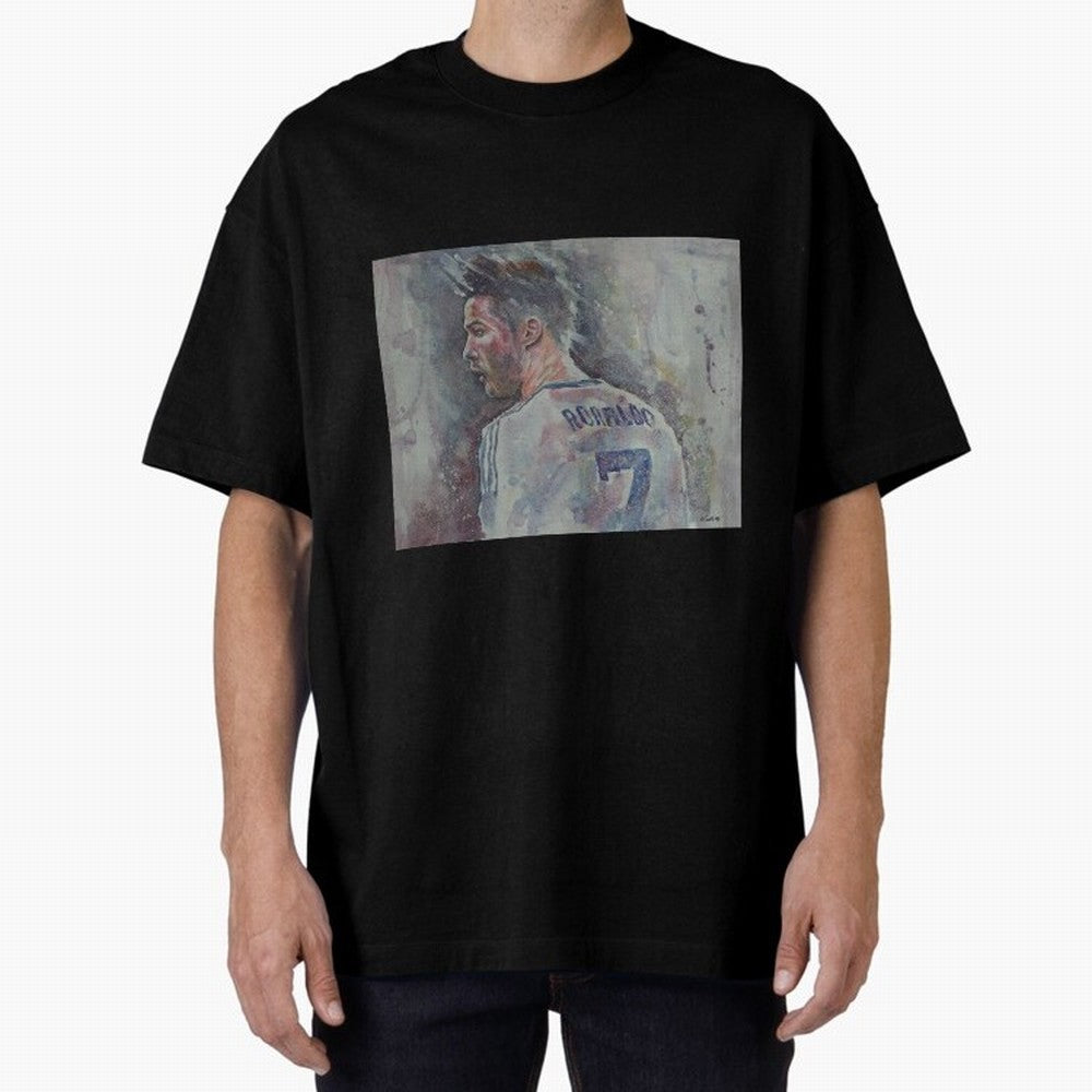 Cristiano Ronaldo - Portrait 1 Oversized T-Shirt Feel International Energy from Global Football Passion for FIFA World Cup 2026 USA Canada Mexico, Made for Messi, Neymar and Mbappe, Argentina, Goal Celebration Energy, Supporter Heritage, Football