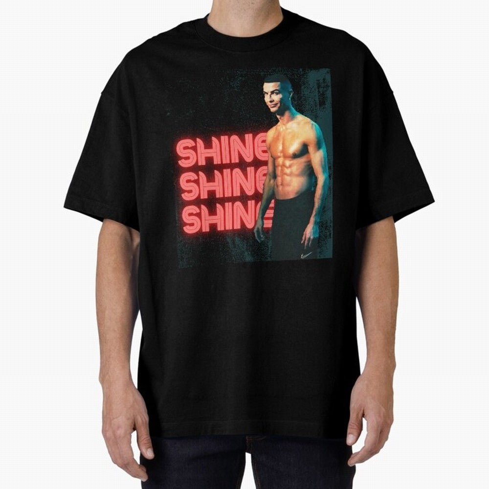 Cristiano Ronaldo Shine Oversized T-Shirt Support Match Day Hype around FIFA World Cup 2026 USA Canada Mexico, Messi, France and Portugal, Champion Mindset, Group Stage Buzz, Knockout Tension and Passionate Fan Culture; Ideal for Football Dads,
